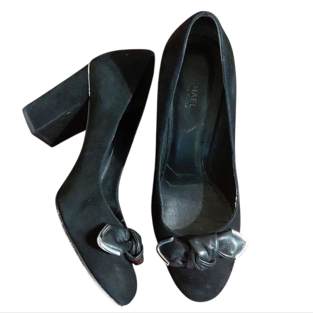 Michael Kors Liza Black Suede Block Heel Pump size 7 M - Picture 13 of 13